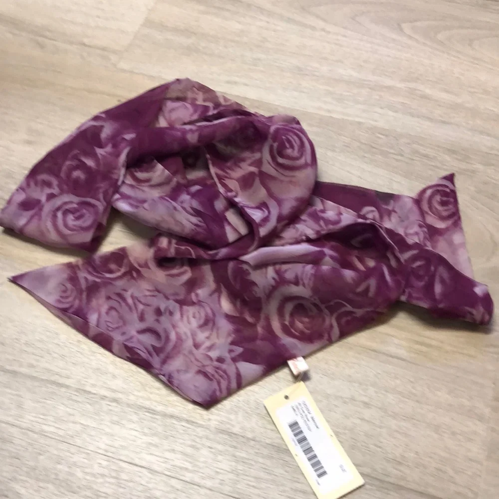 Purple Floral polyester scarf